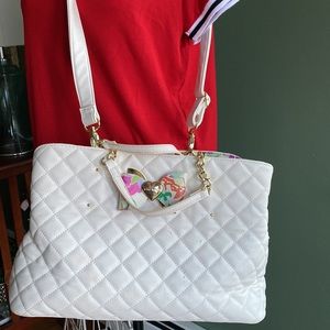 Betsey Johnson Quilted off white multi shoulder casual work  bag